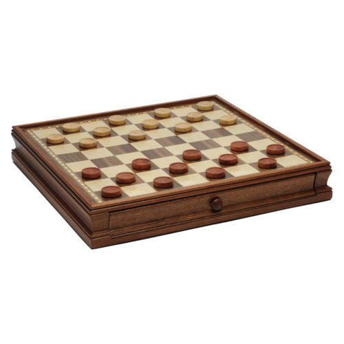 French Staunton Chess & Checkers Set - Weighted Pieces, Brown